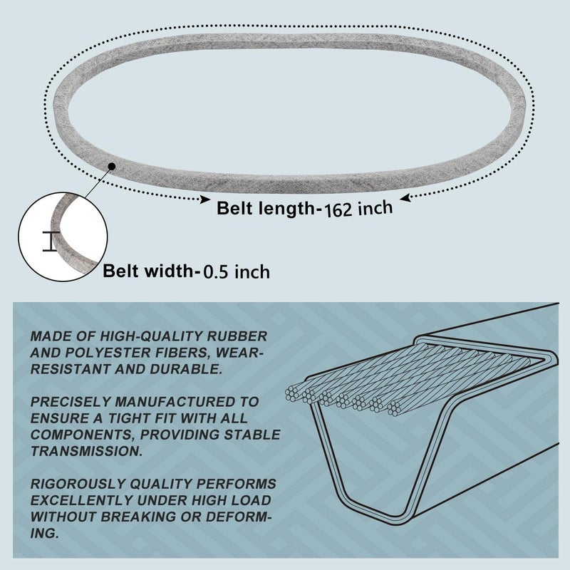 Holdly 1/2x162'' Mower Deck Belt 754-04240, 954-04240,Kevlar Mower Belt for Cub Cadet LTX 1050 LTX1050VT SLTX1050 754-04240 MTD Craftsman (754-04240) - Image 1